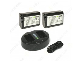 Wasabi Power Battery (2-Pack) and Dual Charger for Sony FW-50